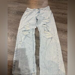 Aeropostale Light Wash Distressed Straight Leg Jeans